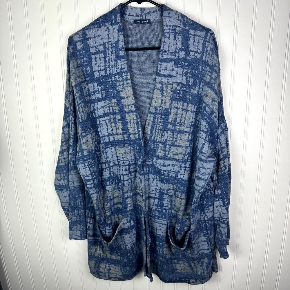 Pure J Jill‎ Indigo Blue Drop Shoulder Boyfriend Cardigan Oversized